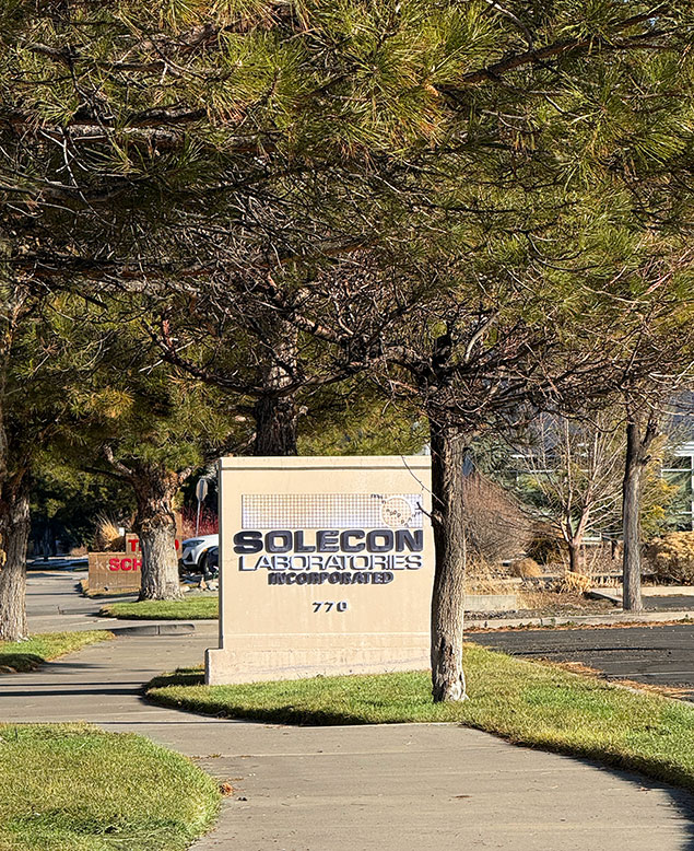 Solecon Laboratories sign outside the facility